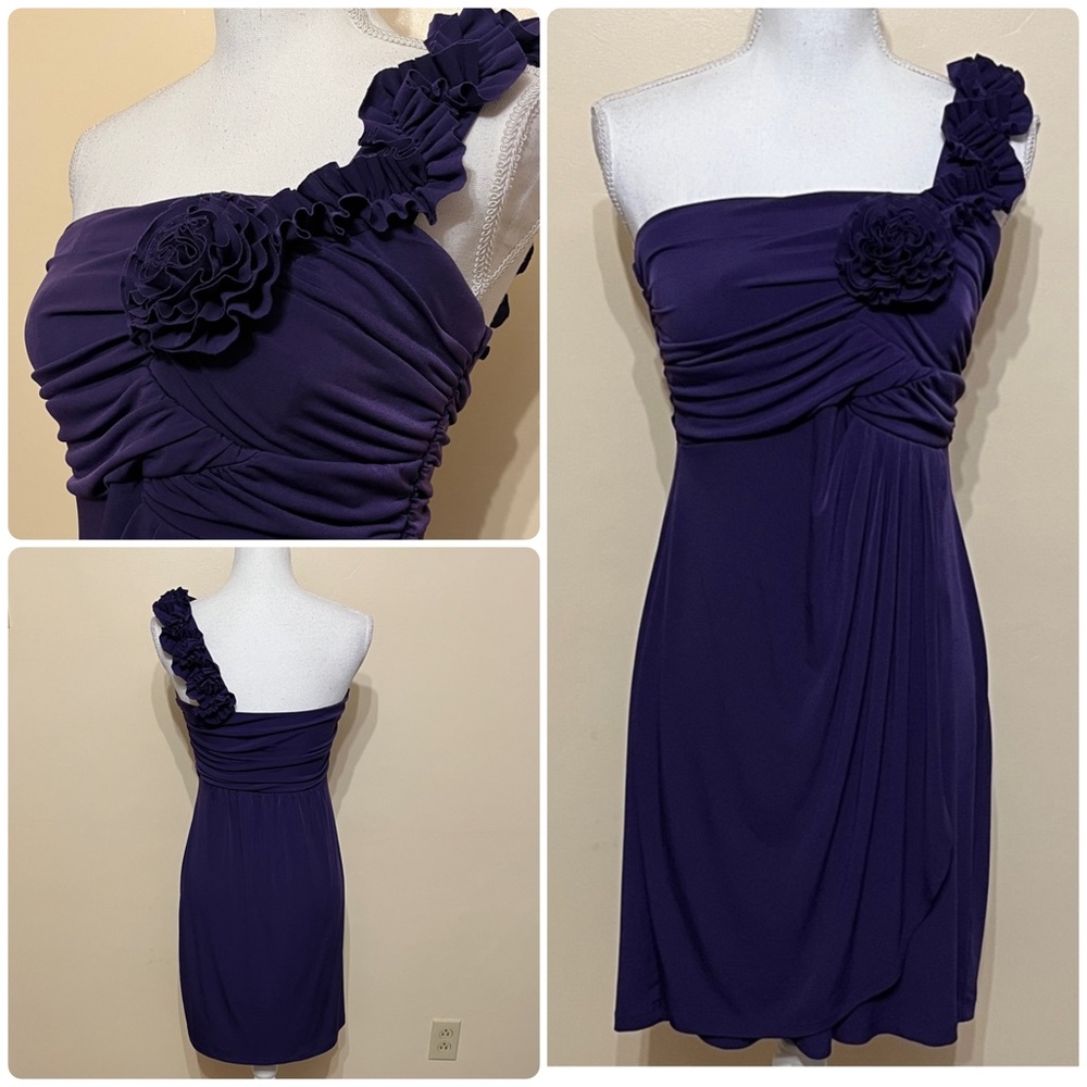 En Focus Studio One Shoulder Ruched Formal Cocktail Evening Dress - Picture 10 of 10